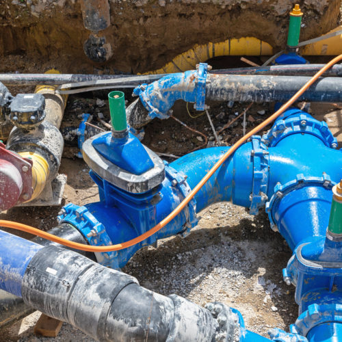 Water Supply Underground Pipes and Valves Installation